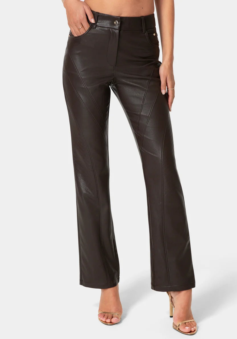 Bebe Chocolate Martini Women Natural Waist6 Moto Biker Pants SKU: 7skp0444be_chocolate martini Image 01
