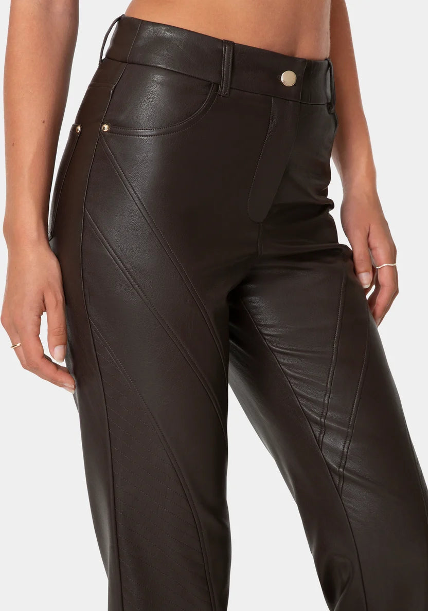 Bebe Chocolate Martini Women Natural Waist6 Moto Biker Pants SKU: 7skp0444be_chocolate martini Image 04