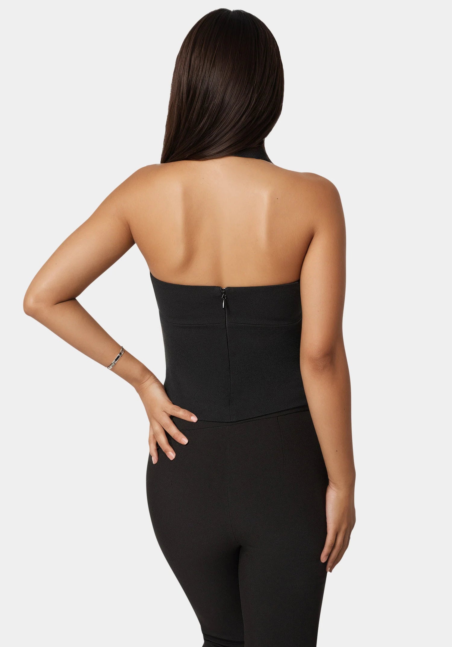 Bebe_Halter Neck Bead Sequin Top_7skt0403be_Black_03