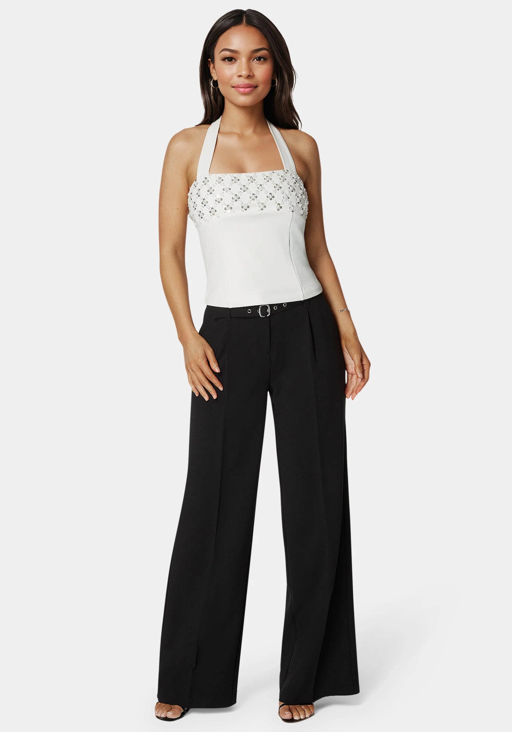 Bebe_Halter Neck Bead Sequin Top_7skt0403be_Pristine_04