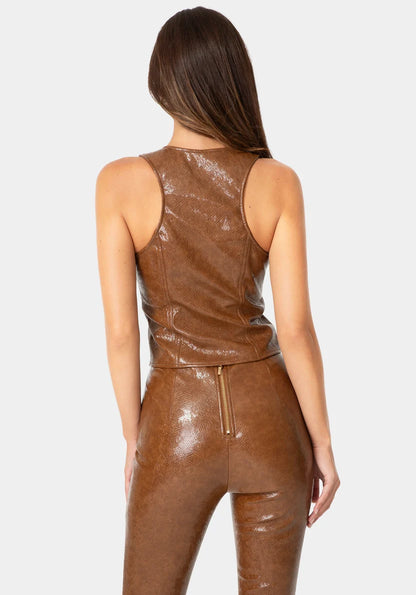 Bebe Burnt Tan Women Motor Bike Vest Top SKU: 7skv0013be_burnt tan Image 03