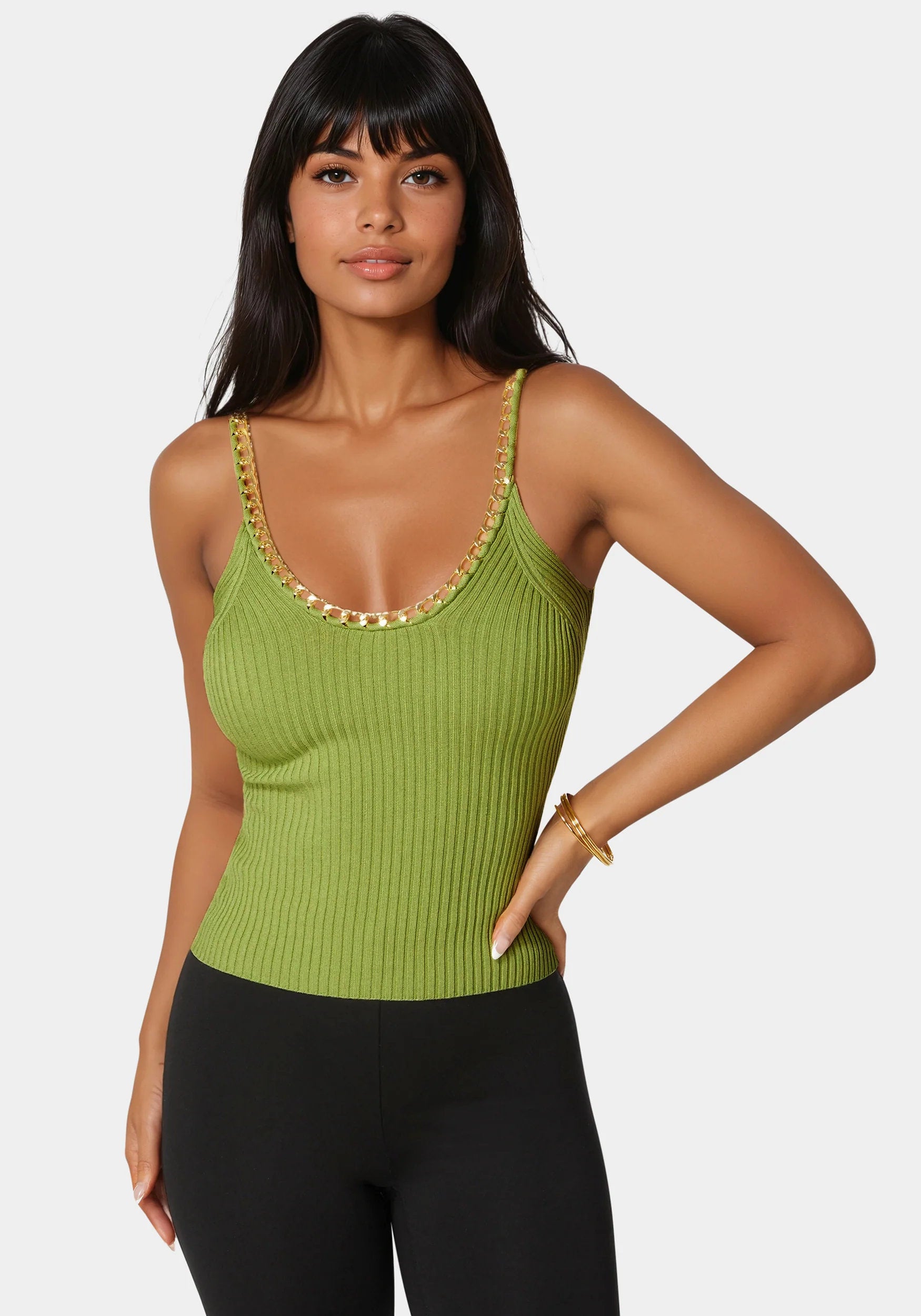 Bebe_Chain Neckline Rib Sweater_7skw0261be_Grenoble Green_01