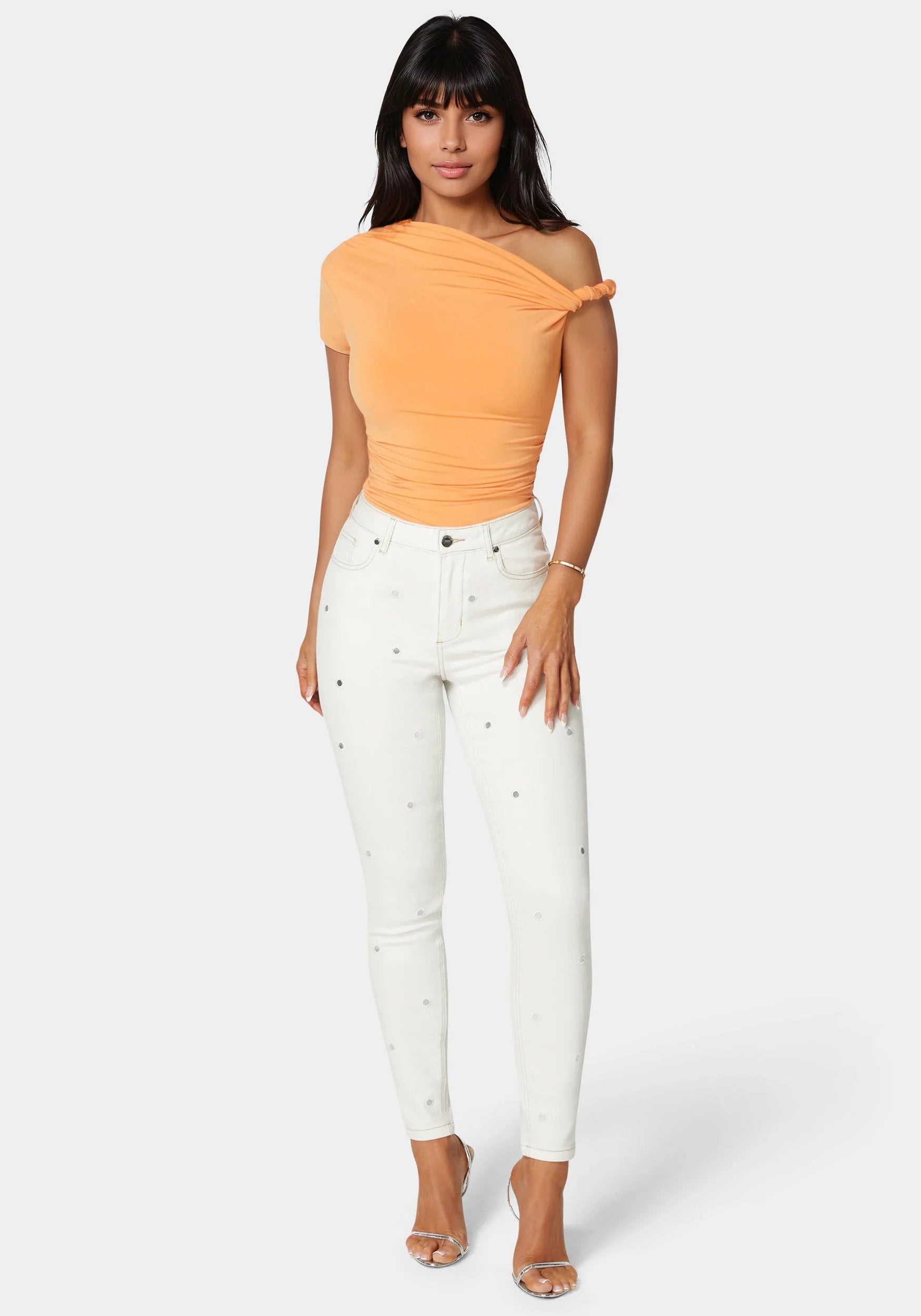 Bebe_High Waist Mirror Effect Skinny Leg Jeans_7swd0190be_Soft White Wash_01