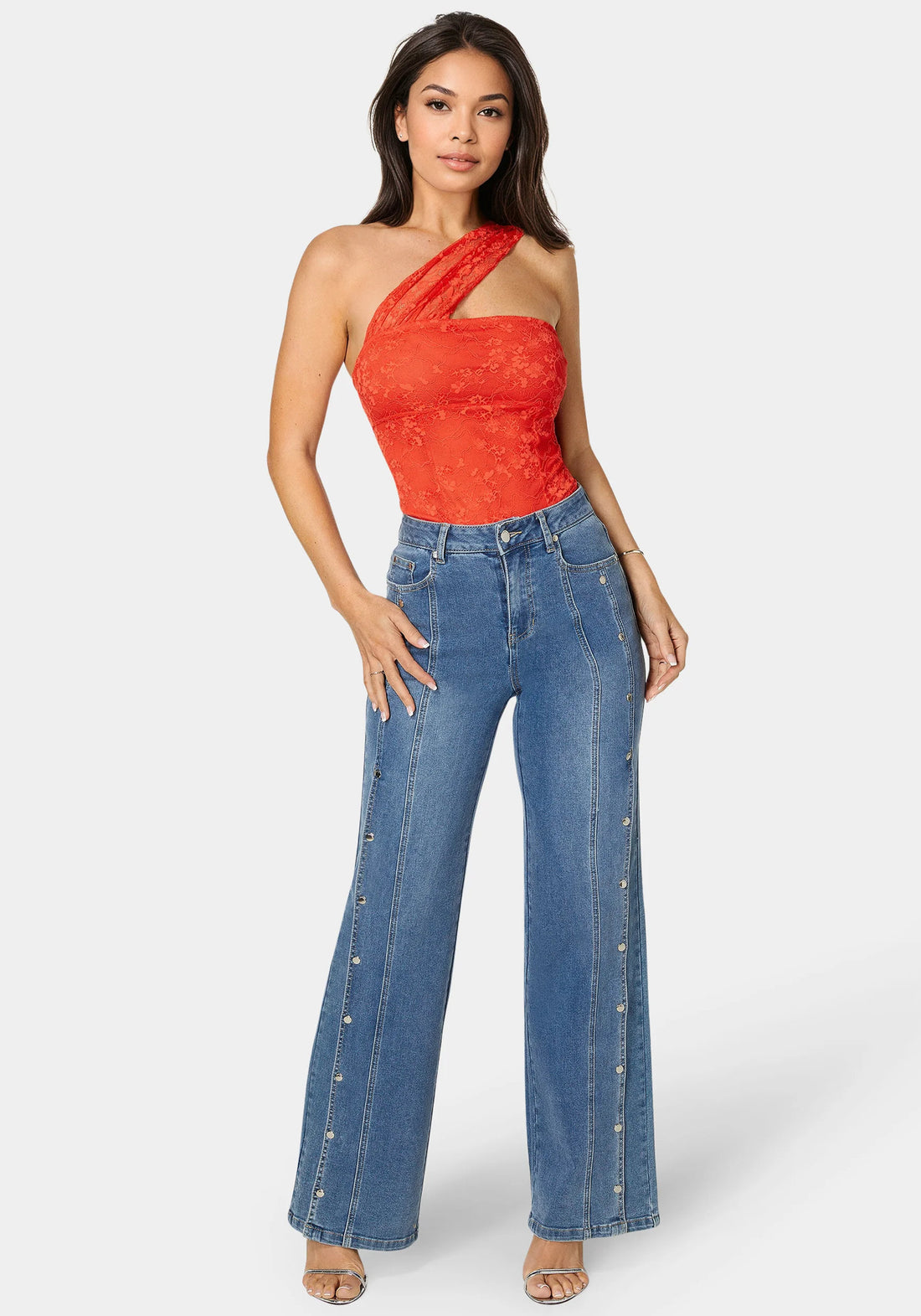 Bebe_High Waist Snap Detail Wide Leg Jeans_7swd0191be_Iconic Blue Wash_01