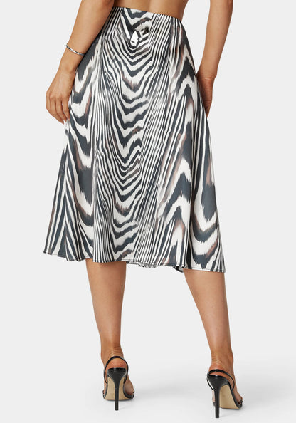 Bebe_Asymmetric Lace Insert Satin Skirt_7swk0170be_2 Tones Zebra Print_03