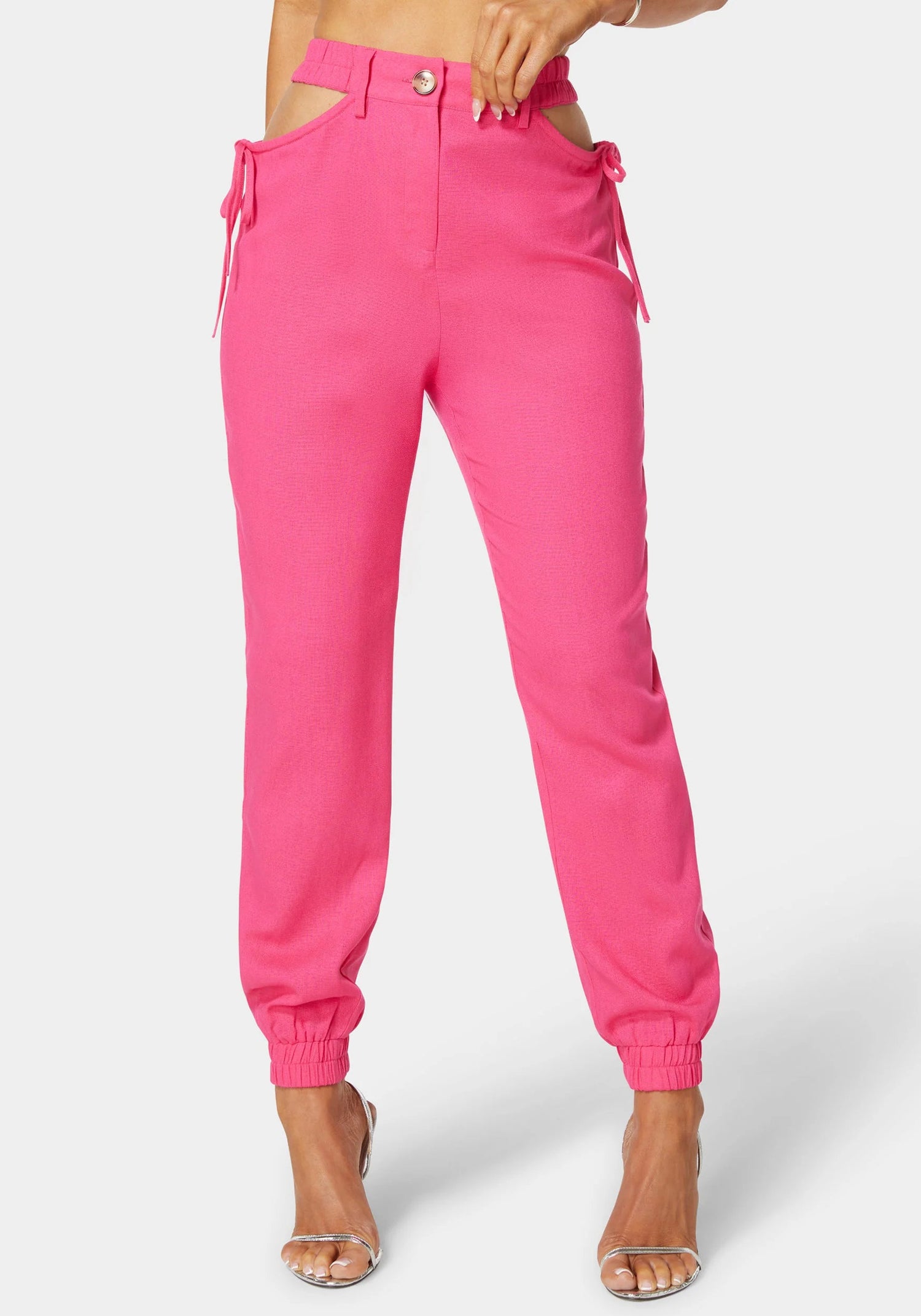 Bebe_High Waisted Cutout Linen Jogger_7swp0352be_Cerise Red_02