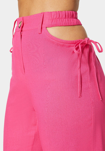 Bebe_High Waisted Cutout Linen Jogger_7swp0352be_Cerise Red_04
