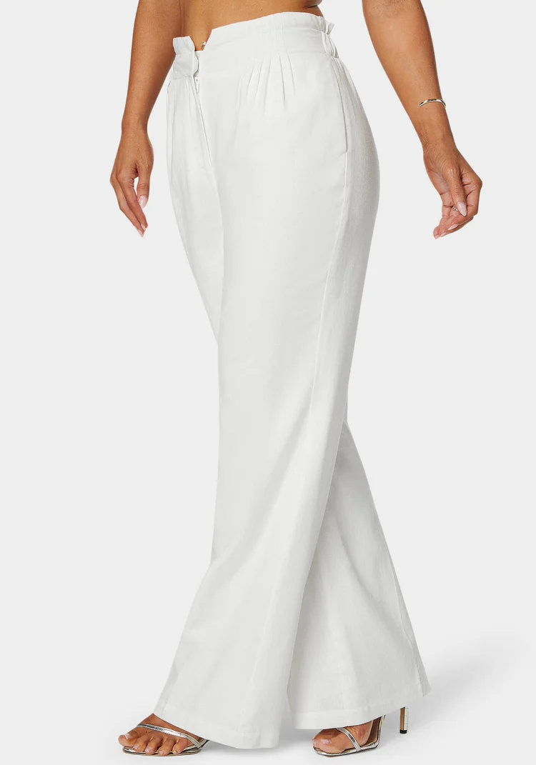 Bebe_Linen High Waist Palazzo Leg Pant_7swp0358be_White Alyssum_02