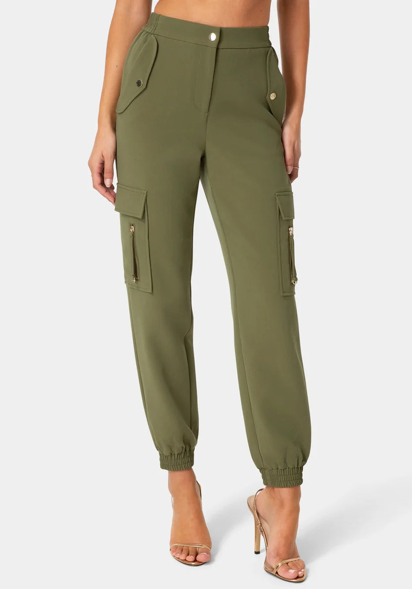 Bebe Velvet Green Women Cargo Jogger SKU: 7swp0445be_velvet green Image 01