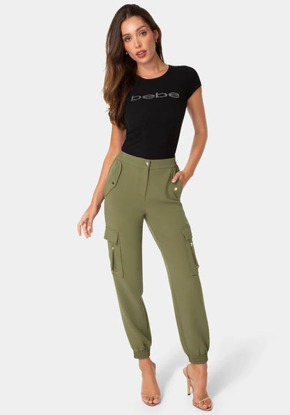 Bebe Velvet Green Women Cargo Jogger SKU: 7swp0445be_velvet green Image 02