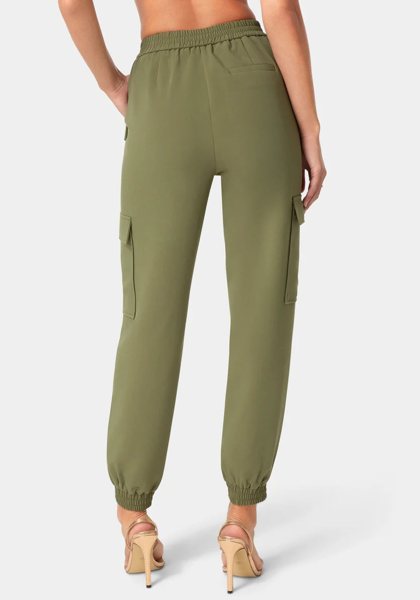 Bebe Velvet Green Women Cargo Jogger SKU: 7swp0445be_velvet green Image 03