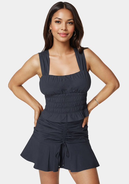 Bebe_Ruched Ruffle Top_7swt0396be_Navy Iris_01