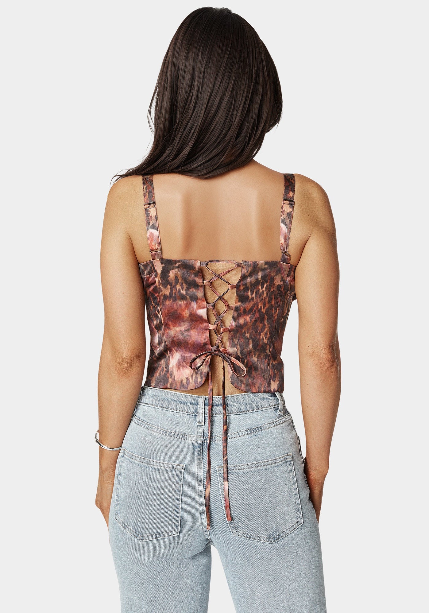 Bebe_Tie Front Ruched Bust Satin Corset_7swt0400be_Blooming Cheetah Print_03