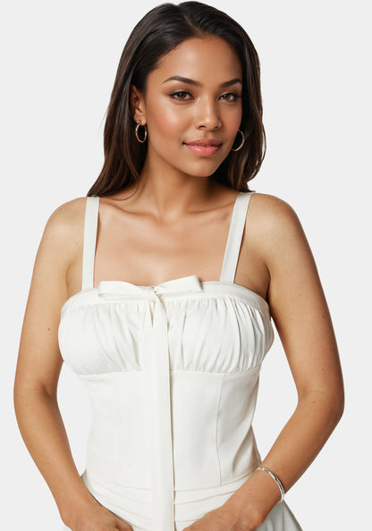 Bebe_Tie Front Ruched Bust Satin Corset_7swt0400be_Pristine_04