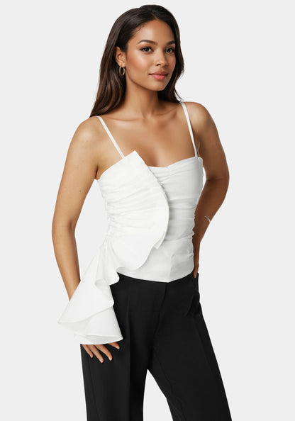 Bebe_Poplin Asymmetric Ruffle Top_7swt0402be_White Alyssum_02