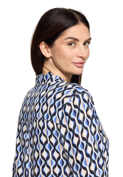 Betty Barclay Blue/Cream Women Long-Sleeved Slip-On Blouse SKU: 8000-1749_8811 Image 05