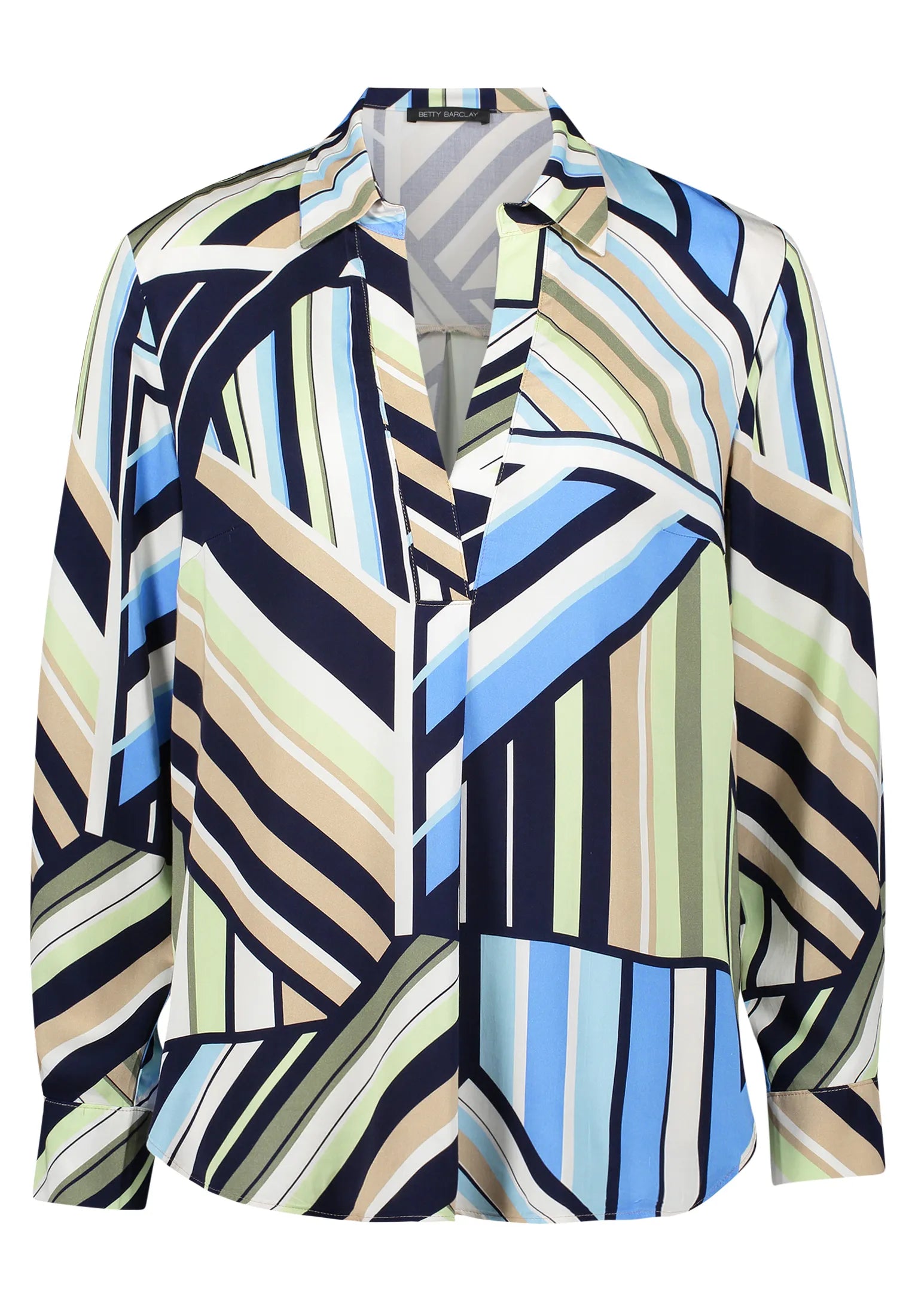 Betty Barclay Blue/Green Women Long-Sleeved Slip-On Blouse SKU: 8000-1845_8850 Image 01