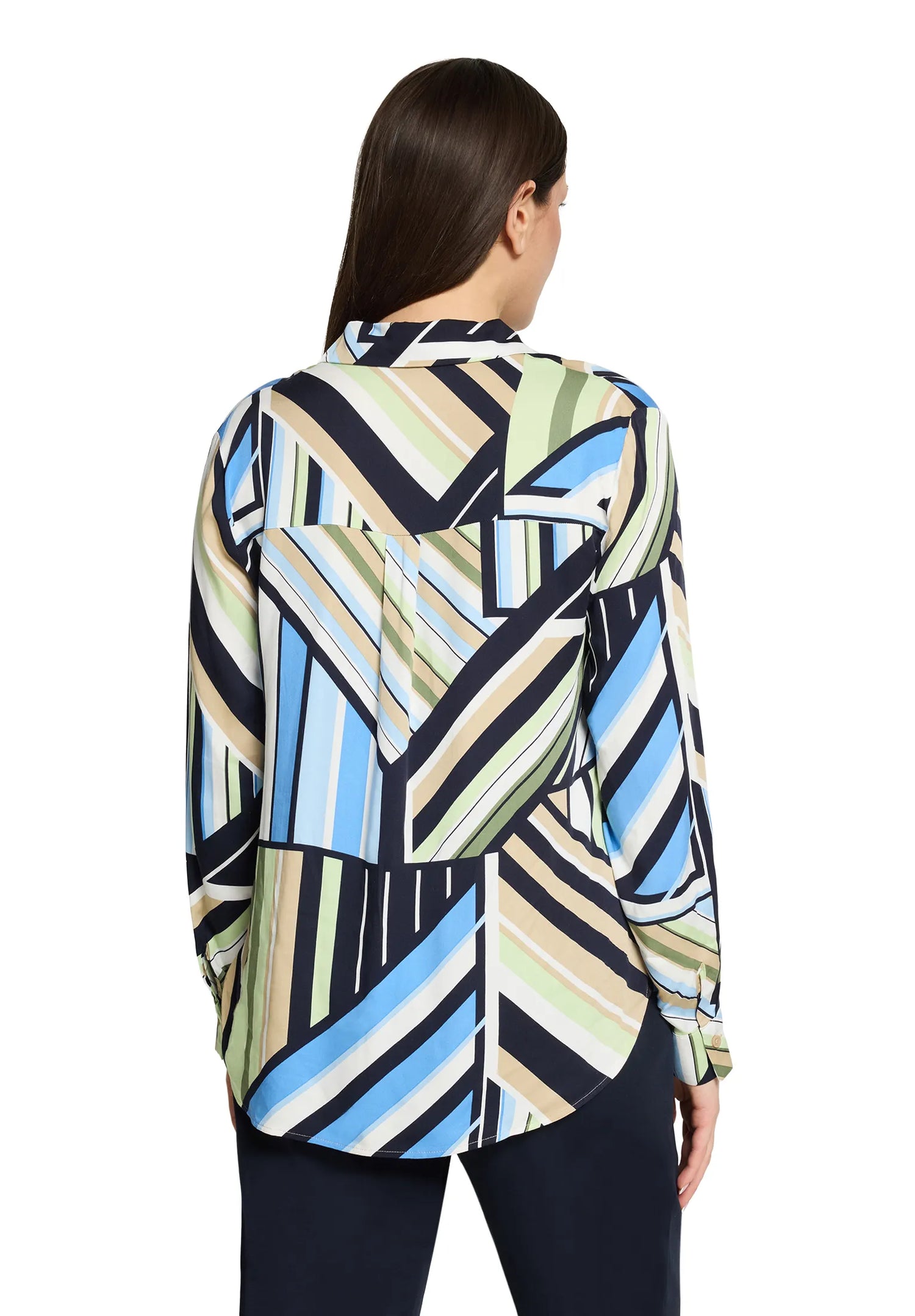 Betty Barclay Blue/Green Women Long-Sleeved Slip-On Blouse SKU: 8000-1845_8850 Image 05