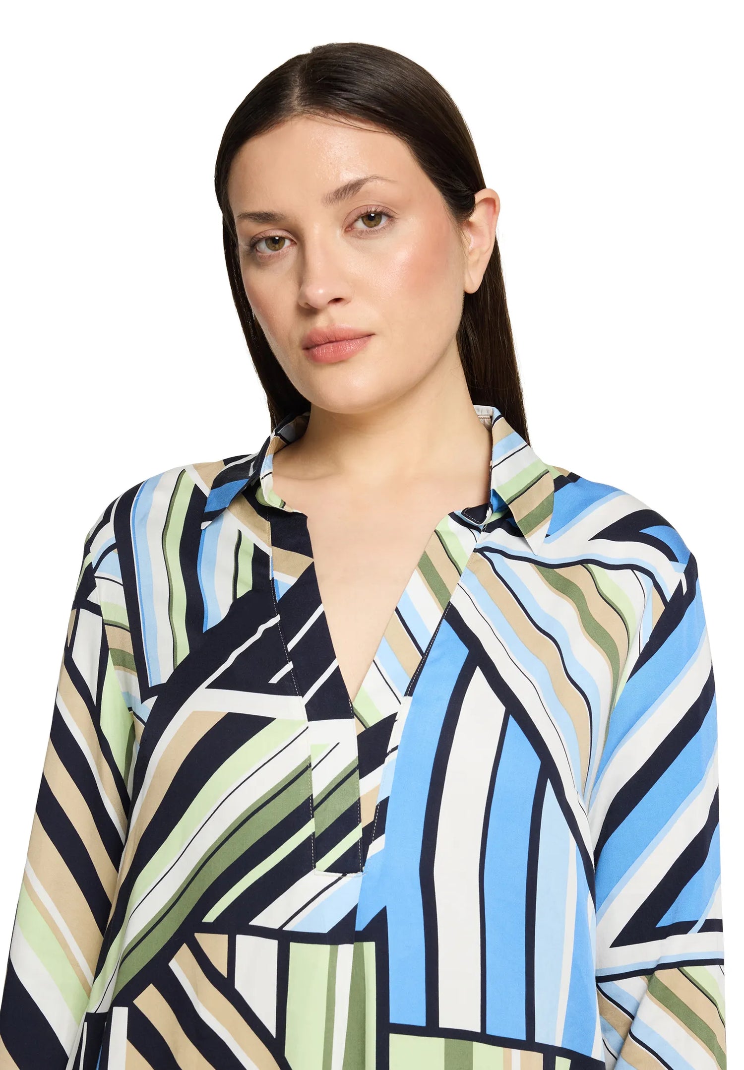 Betty Barclay Blue/Green Women Long-Sleeved Slip-On Blouse SKU: 8000-1845_8850 Image 08