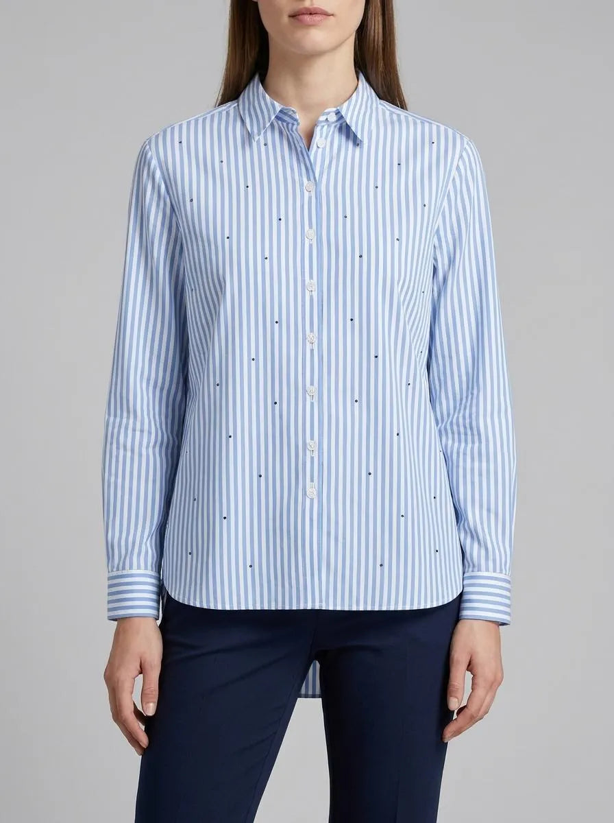 Betty Barclay White/Blue Women Shirt Blouse with Collar SKU: 8002-1758_1880 Image 00