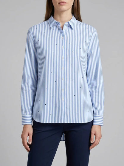 Betty Barclay White/Blue Women Shirt Blouse with Collar SKU: 8002-1758_1880 Image 00
