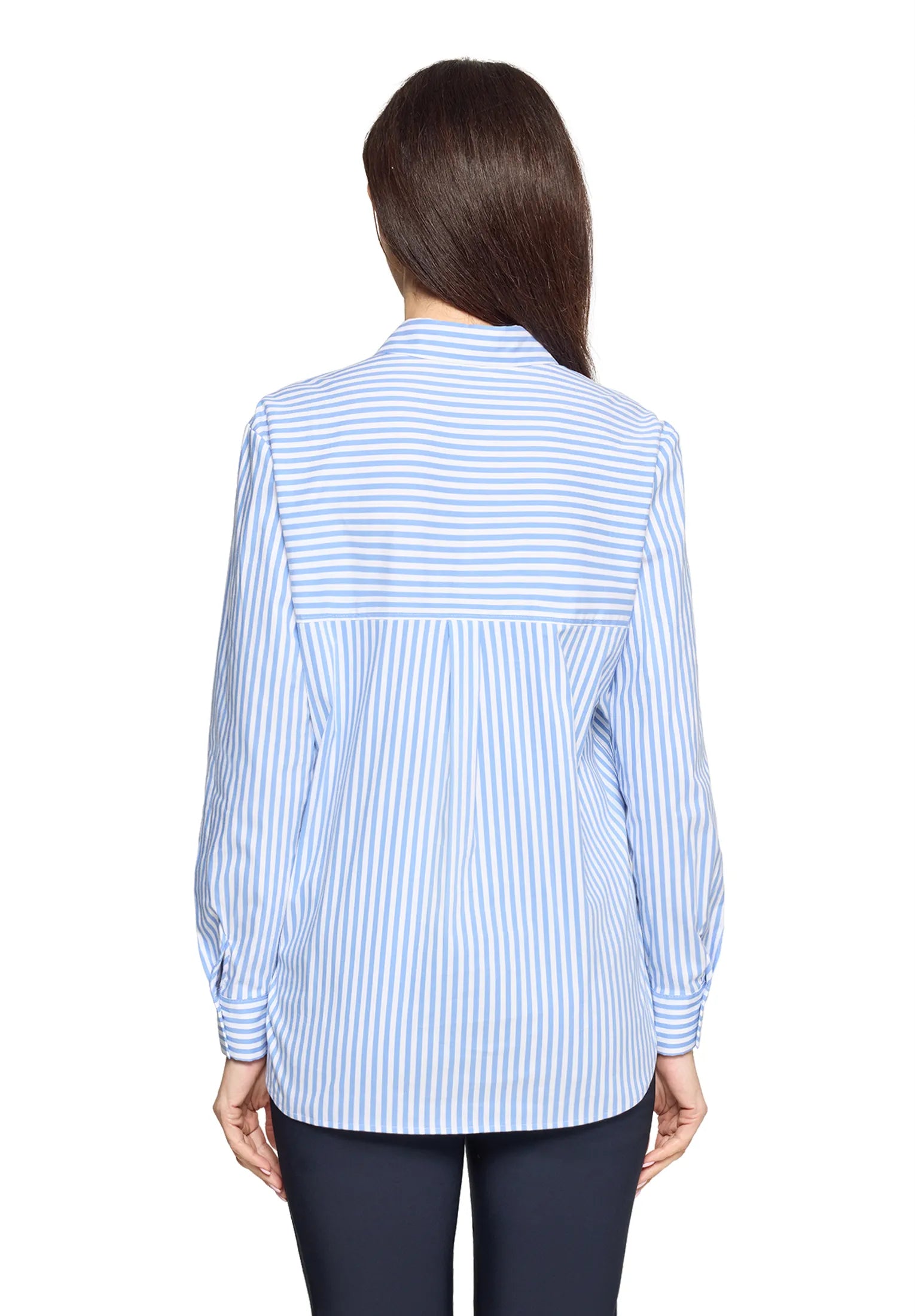 Betty Barclay White/Blue Women Shirt Blouse with Collar SKU: 8002-1758_1880 Image 03