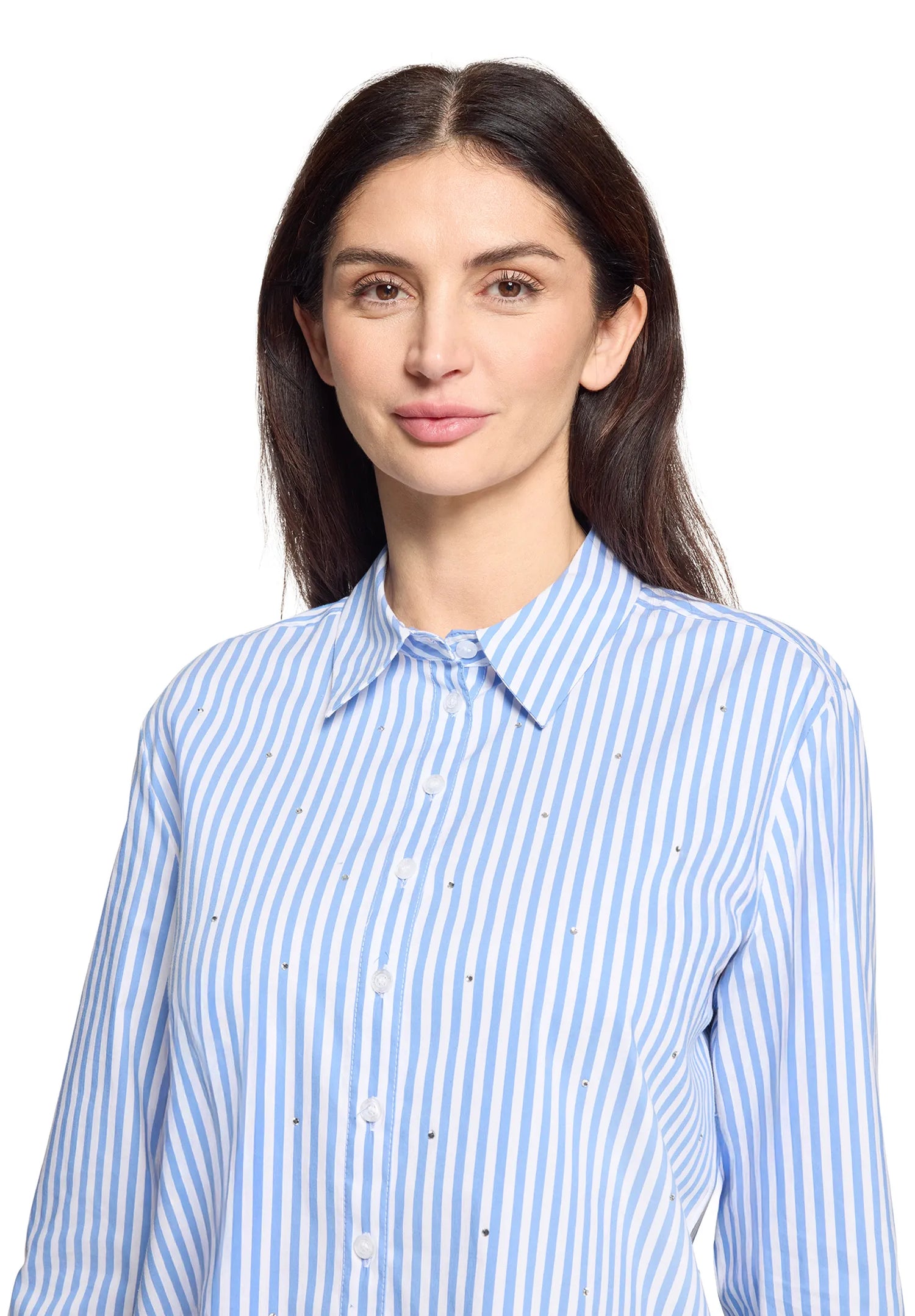 Betty Barclay White/Blue Women Shirt Blouse with Collar SKU: 8002-1758_1880 Image 04