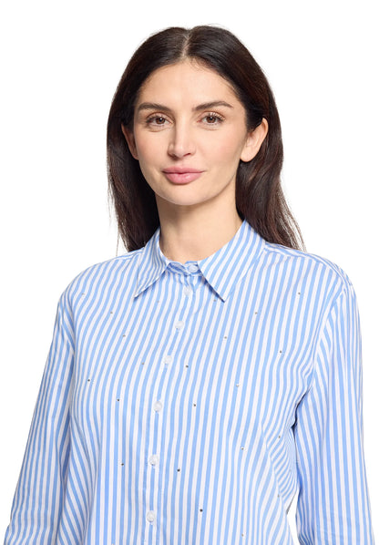 Betty Barclay White/Blue Women Shirt Blouse with Collar SKU: 8002-1758_1880 Image 04