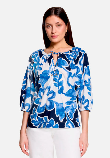 Betty Barclay Cream/Dark Blue Women Slip-On Blouse with Print SKU: 8007-3357_1883 Image 01