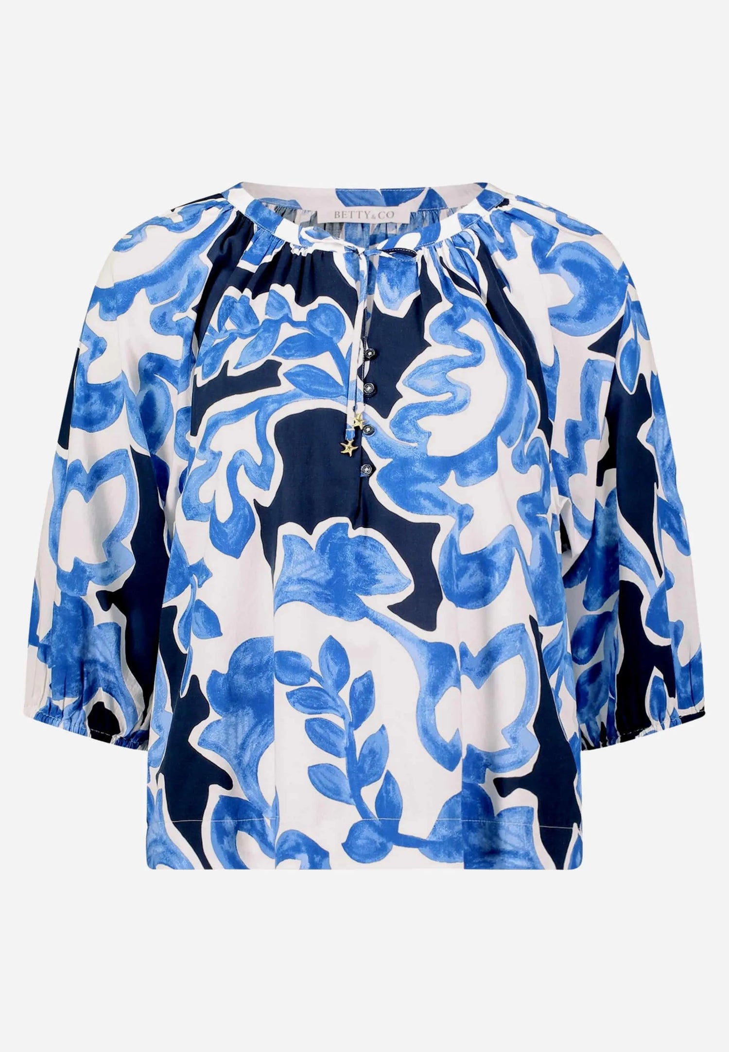 Betty Barclay Cream/Dark Blue Women Slip-On Blouse with Print SKU: 8007-3357_1883 Image 04