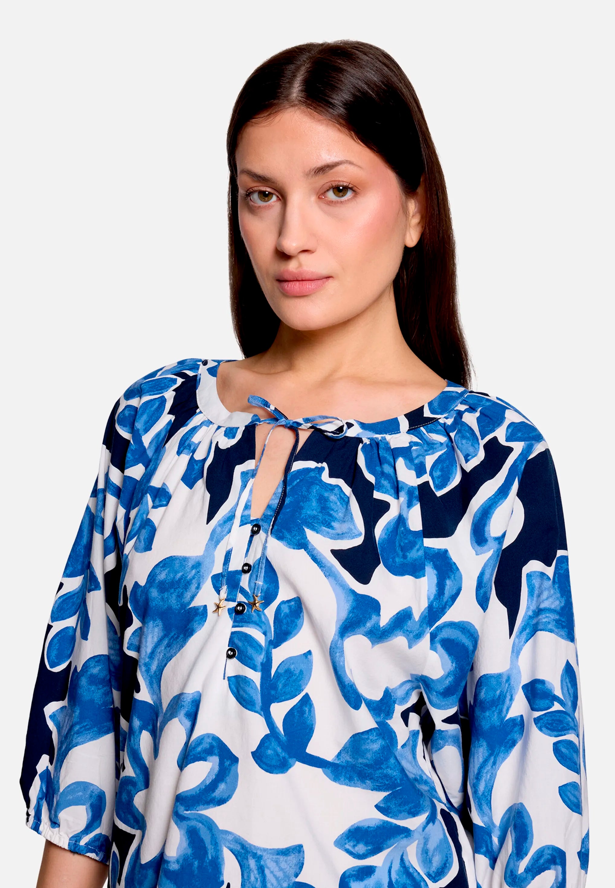 Betty Barclay Cream/Dark Blue Women Slip-On Blouse with Print SKU: 8007-3357_1883 Image 06
