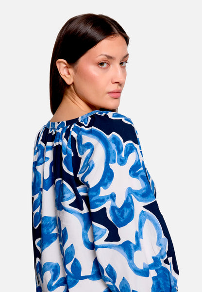 Betty Barclay Cream/Dark Blue Women Slip-On Blouse with Print SKU: 8007-3357_1883 Image 07