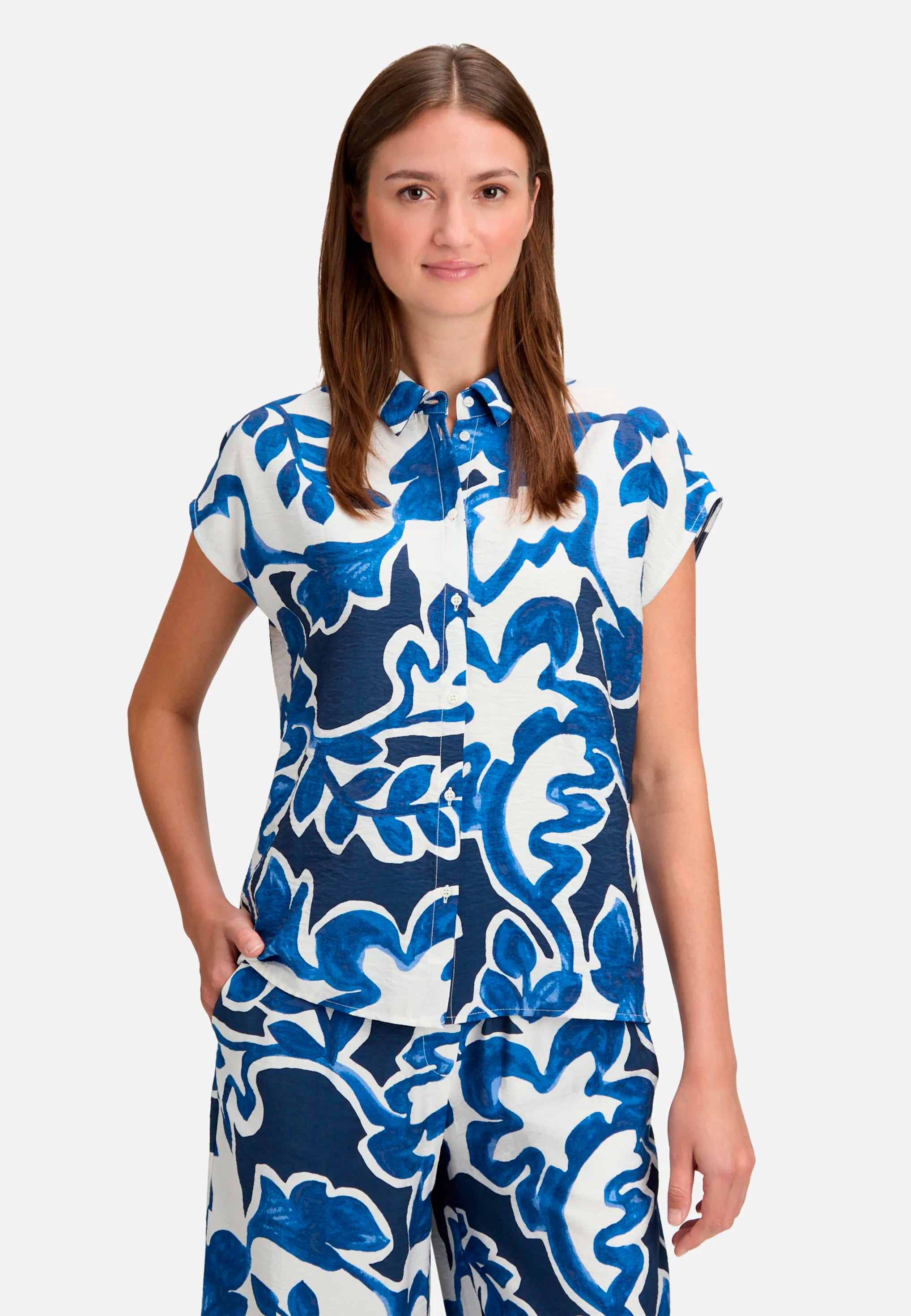 Betty Barclay Cream/Dark Blue Women Printed Shirt Blouse SKU: 8008-3369_1883 Image 02