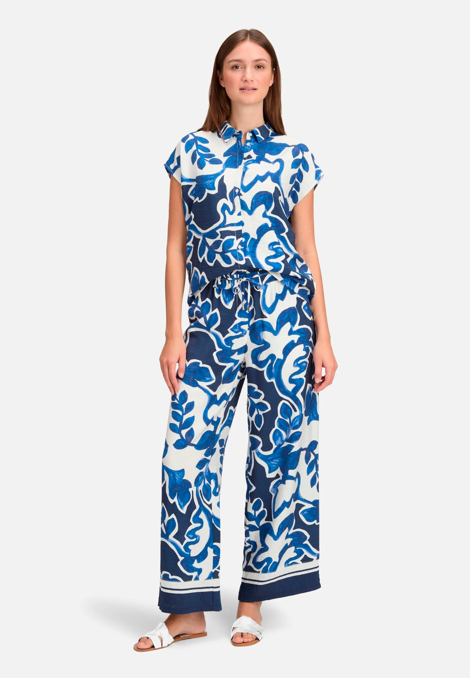 Betty Barclay Cream/Dark Blue Women Printed Shirt Blouse SKU: 8008-3369_1883 Image 03