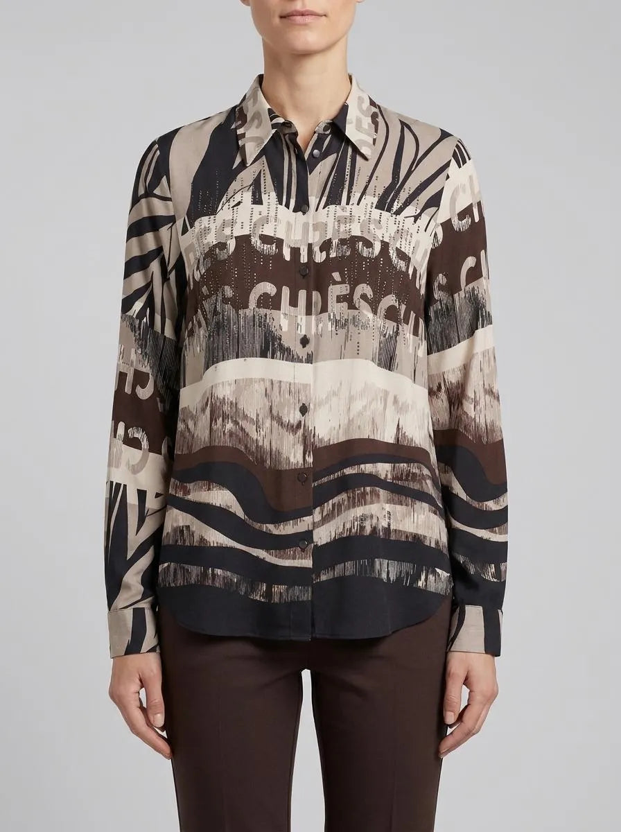 Betty Barclay Beige/Black Women Shirt Blouse with Rhinestones SKU: 8009-1737_7898 Image 00