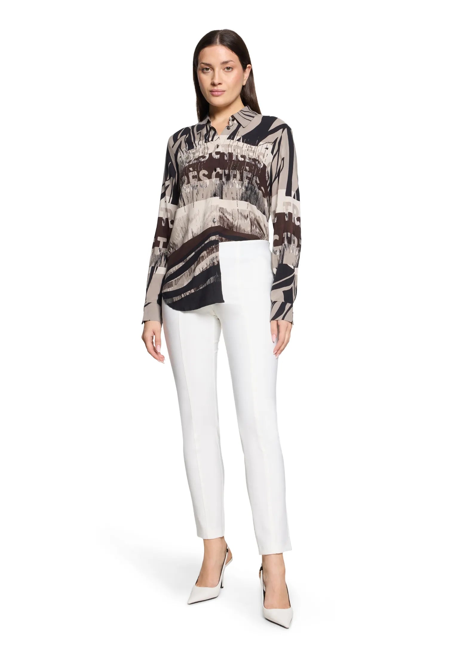 Betty Barclay Beige/Black Women Shirt Blouse with Rhinestones SKU: 8009-1737_7898 Image 02