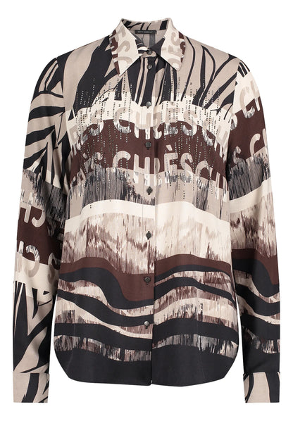 Betty Barclay Beige/Black Women Shirt Blouse with Rhinestones SKU: 8009-1737_7898 Image 06