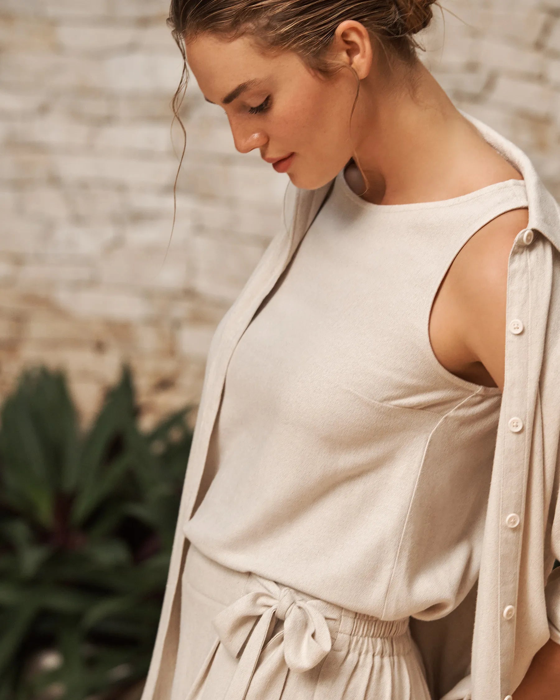 La Vie en Rose Sand Linen Mix Women Linen Blend Cami SKU: 80100045_20124 Image 01