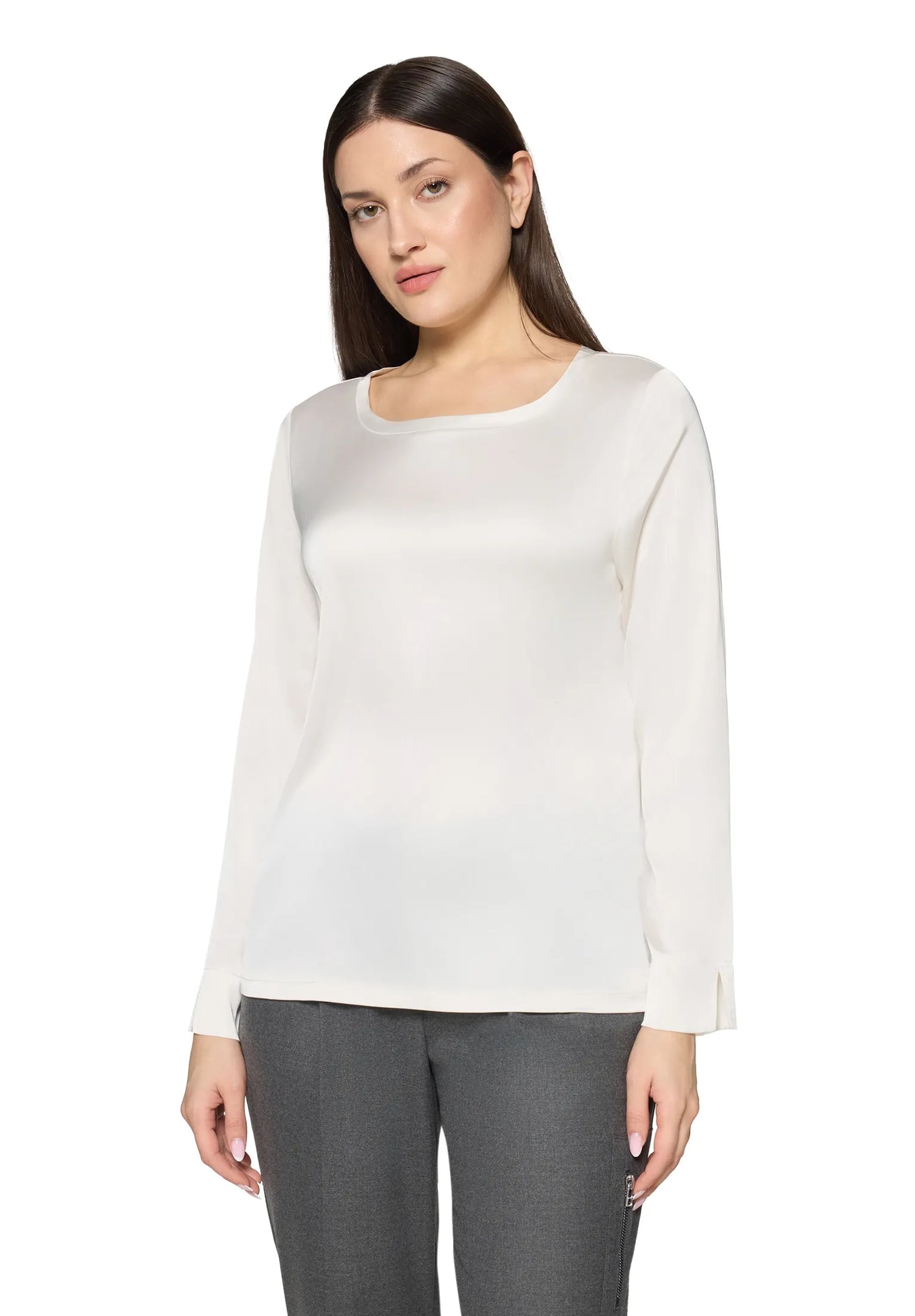 Betty Barclay Offwhite Women Slip-On Blouse with Boat Neckline SKU: 8018-1849_1014 Image 01