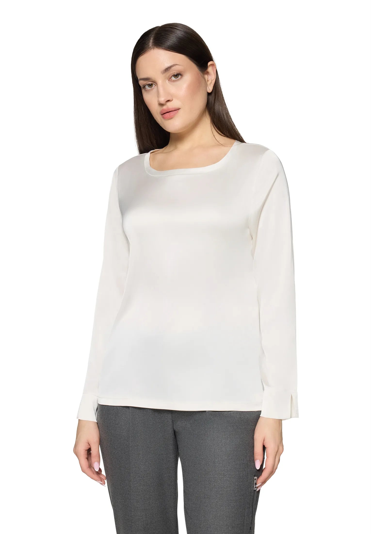 Betty Barclay Offwhite Women Slip-On Blouse with Boat Neckline SKU: 8018-1849_1014 Image 01