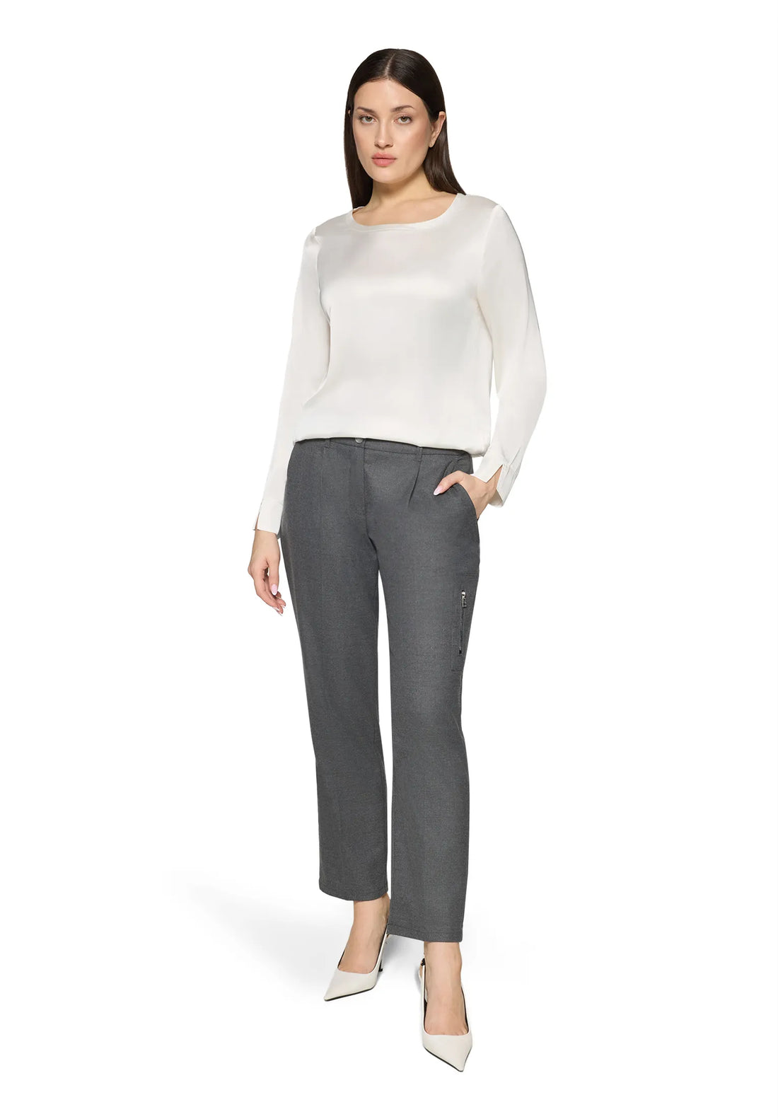 Betty Barclay Offwhite Women Slip-On Blouse with Boat Neckline SKU: 8018-1849_1014 Image 02