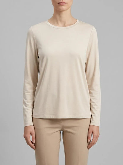 Betty Barclay Silky Beige Women Slip-On Blouse with Boat Neckline SKU: 8018-1849_9103 Image 00