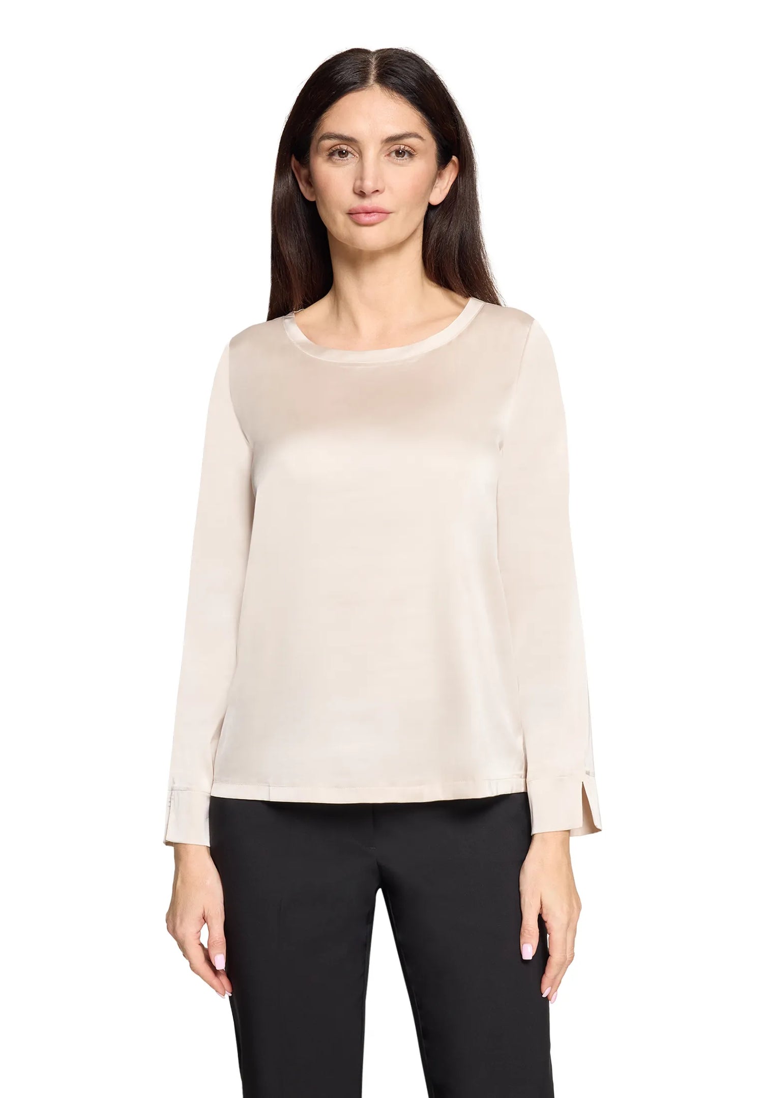 Betty Barclay Silky Beige Women Slip-On Blouse with Boat Neckline SKU: 8018-1849_9103 Image 01