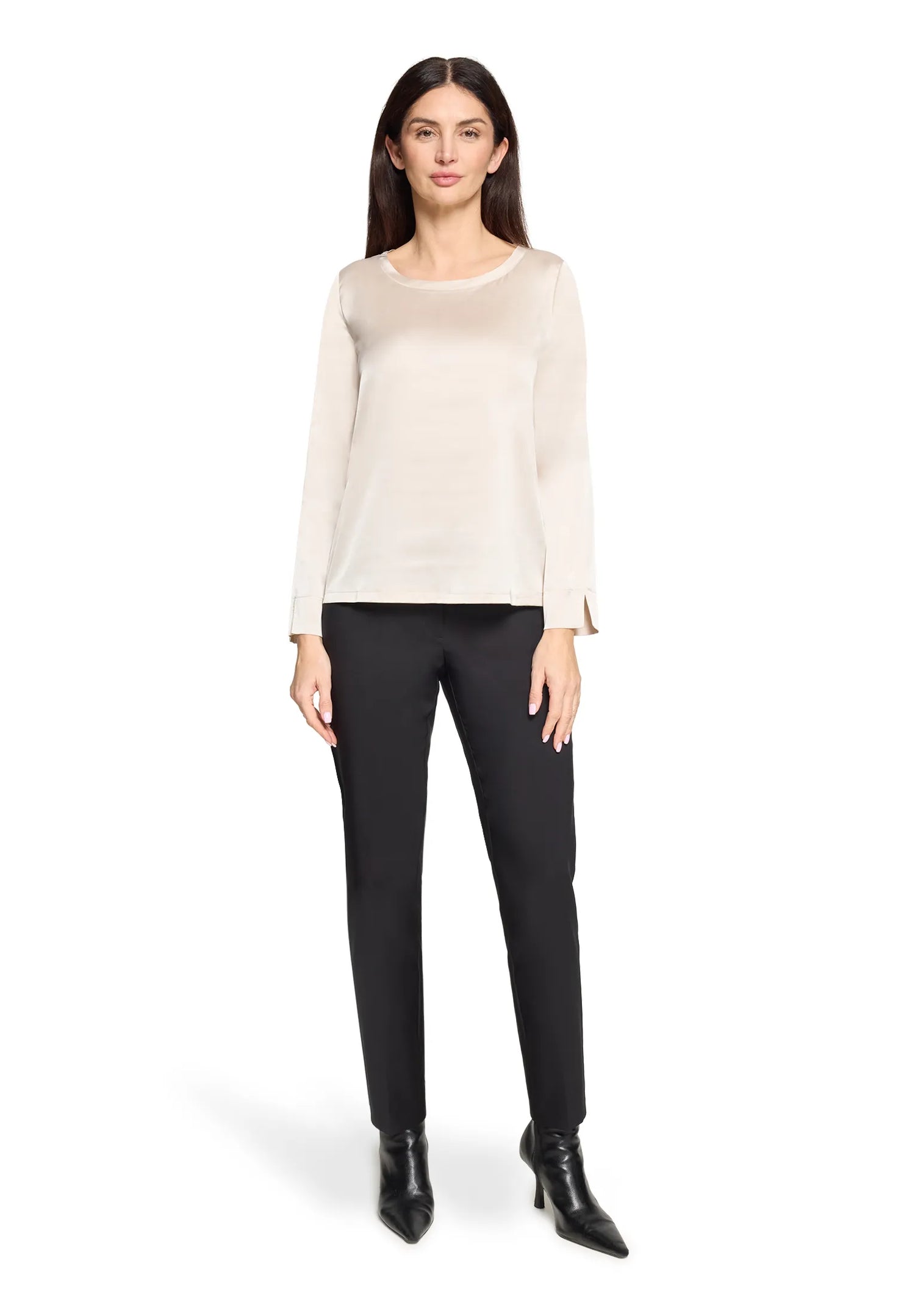 Betty Barclay Silky Beige Women Slip-On Blouse with Boat Neckline SKU: 8018-1849_9103 Image 02