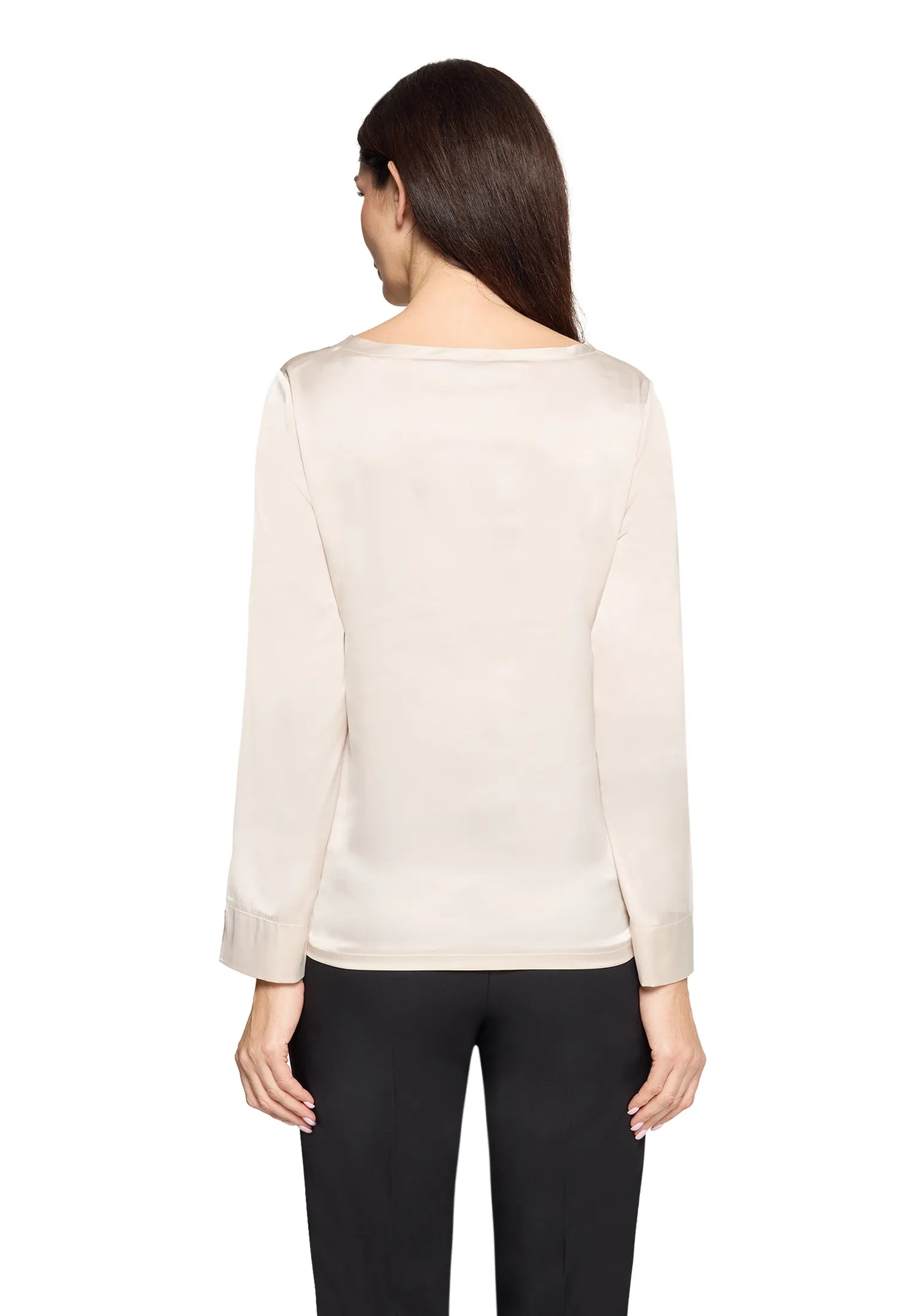 Betty Barclay Silky Beige Women Slip-On Blouse with Boat Neckline SKU: 8018-1849_9103 Image 03