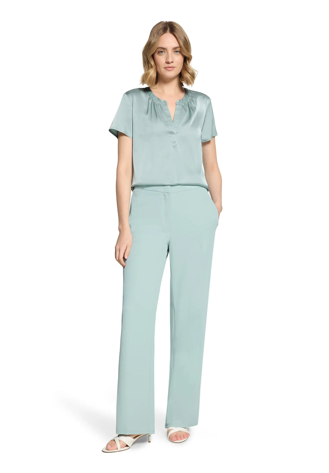 Betty Barclay Gray Mist Women Short-Sleeved Satin Blouse SKU: 8020-1849_8270 Image 06