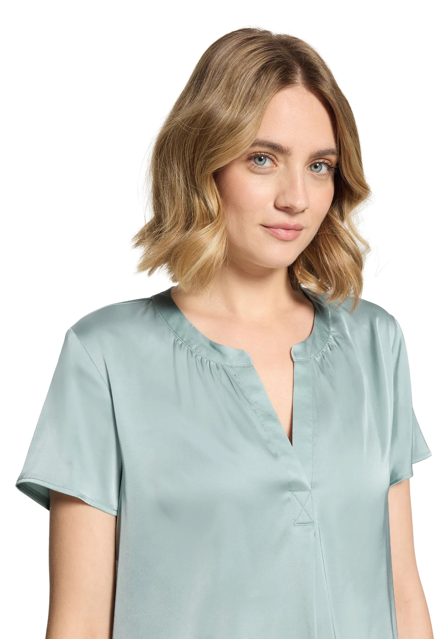 Betty Barclay Gray Mist Women Short-Sleeved Satin Blouse SKU: 8020-1849_8270 Image 07