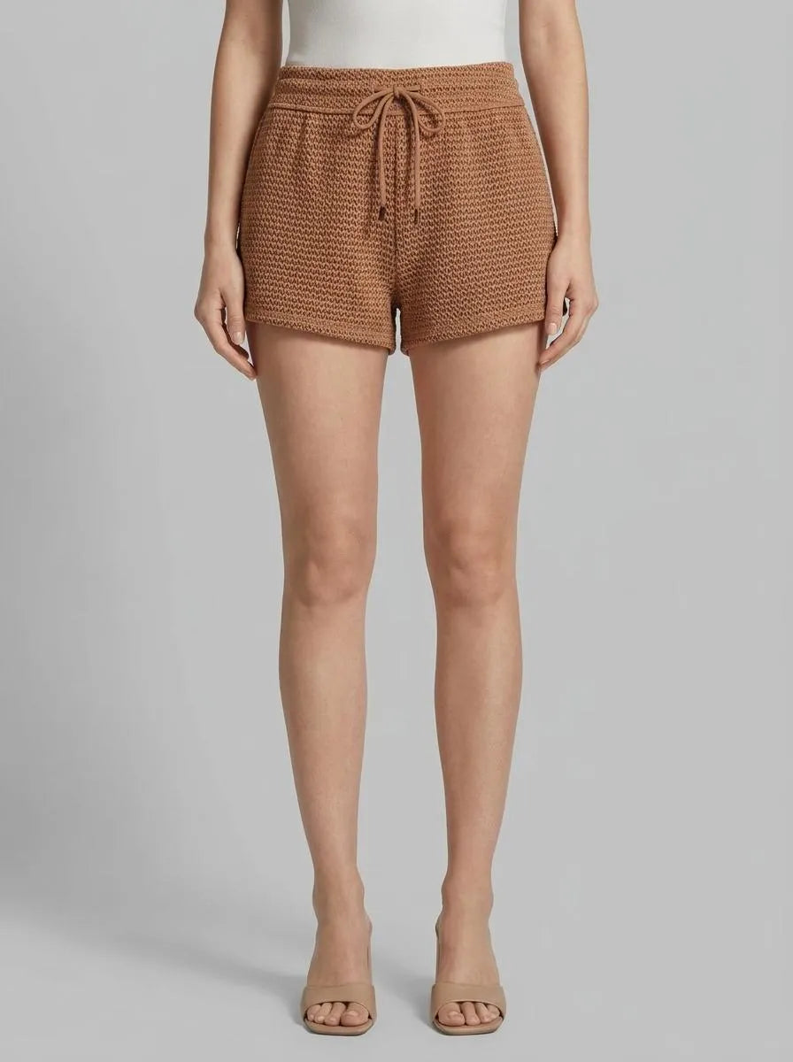 La Vie en Rose Mocha Mousse Women Crochet Swim Shorts SKU: 80200092_20116 Image 00