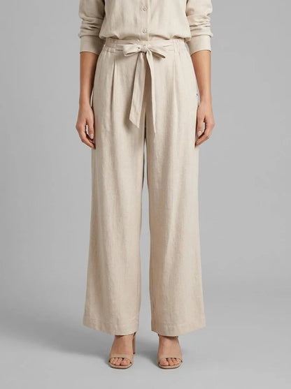 La Vie en Rose Sand Linen Mix Women Linen Blend Wide Leg Pants SKU: 80200095_20124 Image 00