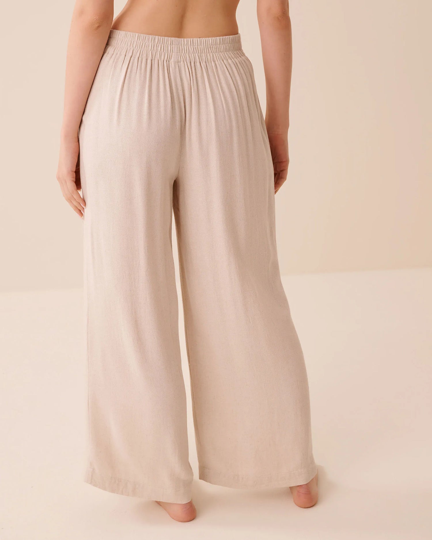 La Vie en Rose Sand Linen Mix Women Linen Blend Wide Leg Pants SKU: 80200095_20124 Image 04